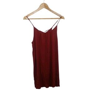 Forever 21 Juniors Size Small Dress Sundress Burgundy Rust Lace Up Rayon